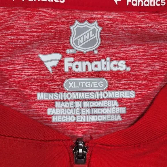 Chicago Blackhawks Mens XL Fanatics 1/4 Zip Red Long Sleeve Blade Collar - Picture 2 of 8